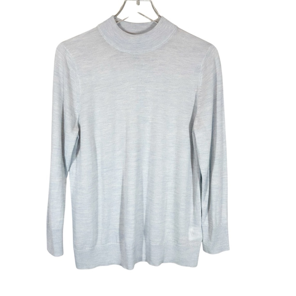 MOTH byAnthropologie Women's Large Pale Blue Mock Neck Lightweight Wool Sweater